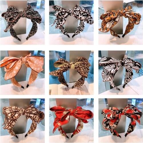 Wonderful Wide Top Big Bow Hairband for Women Girls Headdress Stunning Print Cloth Bowknot Headband Headwear Accessories