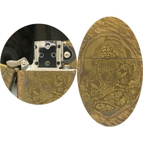 Shakyamuni kerosene lighter pure copper hand-carved as old creativity
