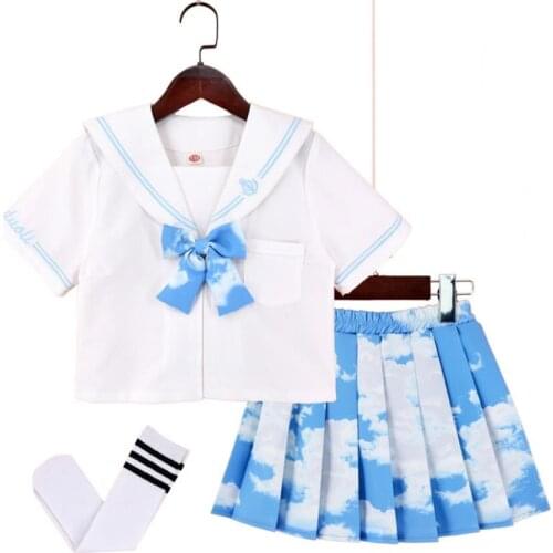 Summer Girls' College Style Suit Print Skirt Japanese JK Sailor Childrens Uniform Spanish Easter Eid Sets A163