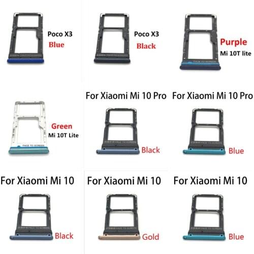 50PCS Sim Card Tray Slot Holder Adapter Socket Repair Parts For Xiaomi Mi 10 Mi10 Pro Mi 10T Lite Poco X3