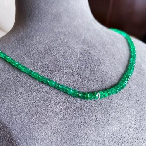 LR610 Solid 18K Gold Nature Around 30ct Green Emerald Chocker Necklaces for Women Fine Jewelry for Women Gifts