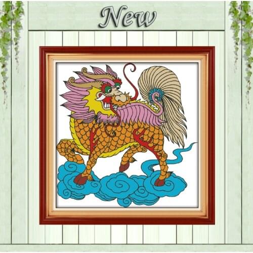 Kylin stands for peace good fortune paintings counted print on canvas DMC 11CT 14CT Cross Stitch kits embroidery needlework Sets