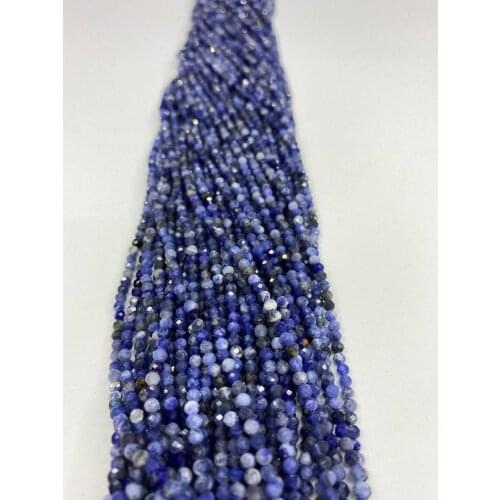 AAA natural crystal blue (Soda stone) faceted ball 2MM / 3MM / 4MM in length 38cm
