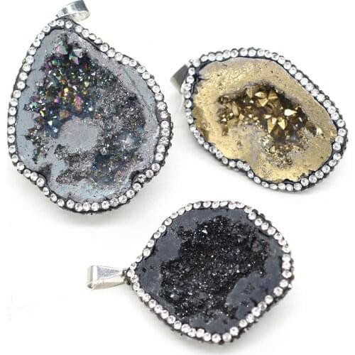 Irregular Crystal Embryo Set Drill Pendant Charms For DIY Necklace Handiwork Sewing Craft Jewelry Accessory Making