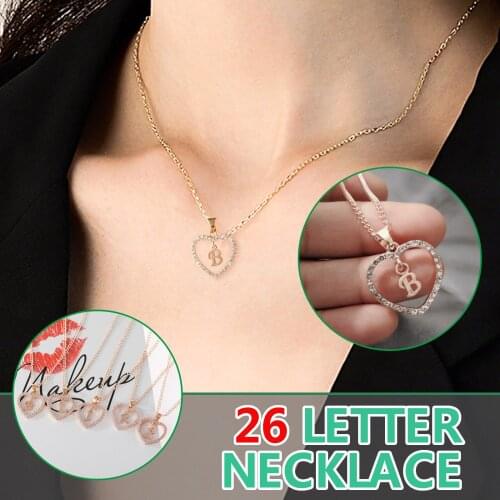 Chain Necklace for Women Letter Necklace 26 letter zircon Heart Necklace Jewelry Love Pendant Necklace collares para mujer