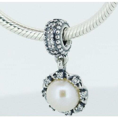 Christmas gift 925 Sterling Silver Beads Fits European DIY Charms Bracelet Fresh Water Cultured pear Women Jewelry Findings