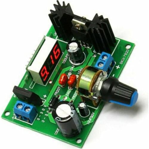 1pc Durable LM317 DC 2A 1.25~28V Adjustable Voltage Regulator Step Down Power Supply Module with Digital Voltage Display