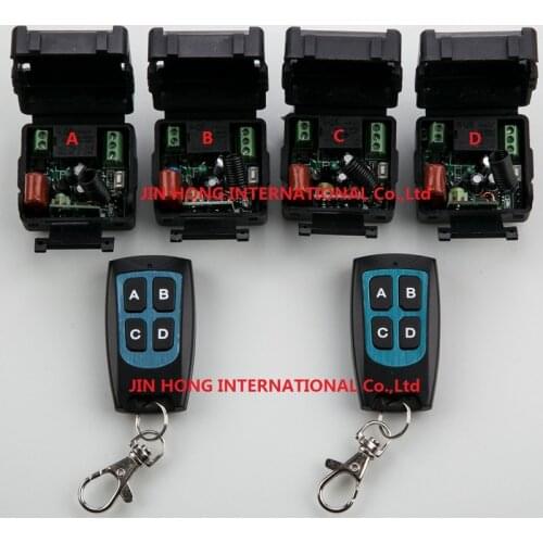 New AC 220 v 1 ch RF wireless remote control switch 4 receiver +2 transmitter With 4 buttons