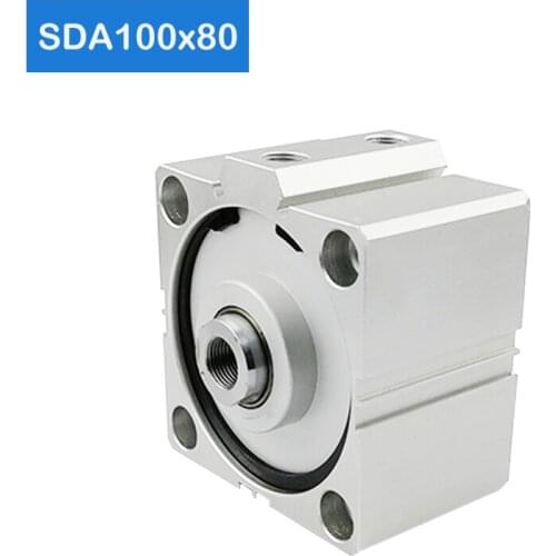 SDA100*80 Free shipping 100mm Bore 80mm Stroke Compact Air Cylinders SDA100X80 Dual Action Air Pneumatic Cylinder