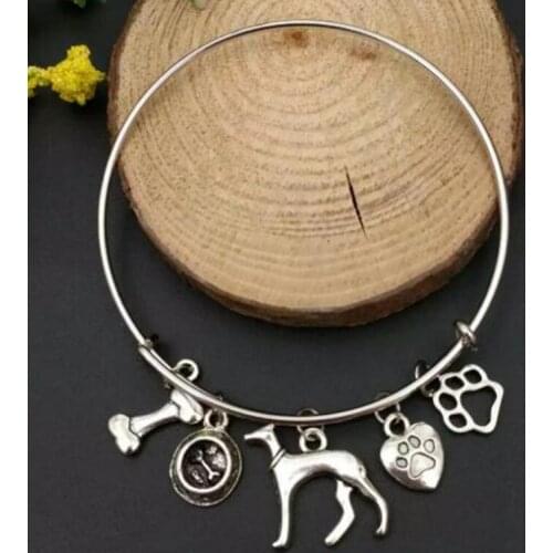 Mixed style Greyhound Dog bowl & dog bones & dog paw print Charms Pendant Steampunk Gothic Bracelets&Bangles Gift