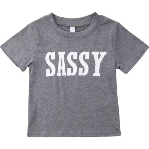 Newborn Infant Baby Boy Girl Letters Print Tops T-shirt Tee Blouse Outfits Summer