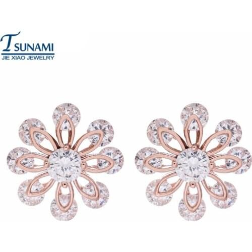High quality plating rose golden cube zirconia circle of zircon earrings, is suitable for the birthday present trend of womens