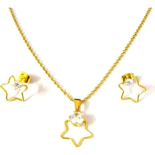 FairLadyHood Five Stars Necklace And Earrings Jewelry Sets For Women Fashion CZ Stone Jewelry Sets Meaningful Anniversary Gift