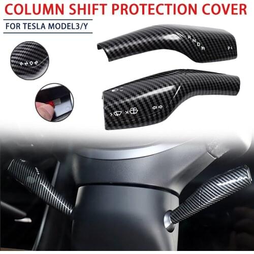 For Tesla Model 3 Model Y Column shift protection cover Carbon Fiber style Steering Wheel Gear Shift Interior Remodel Patch