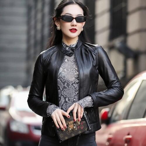 2020 Leather Jacket Women Sheepskin Genuine Leather Jacket Short Slim Motorcycle Real Leather Jacket Chaqueta Mujer