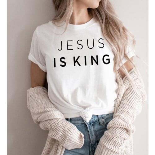 Jesus Is King Shirt Christian T-shirt Faith Religious Shirts Inspired Re-Creation Top Unisex Summer Plus Size Graphic Tees