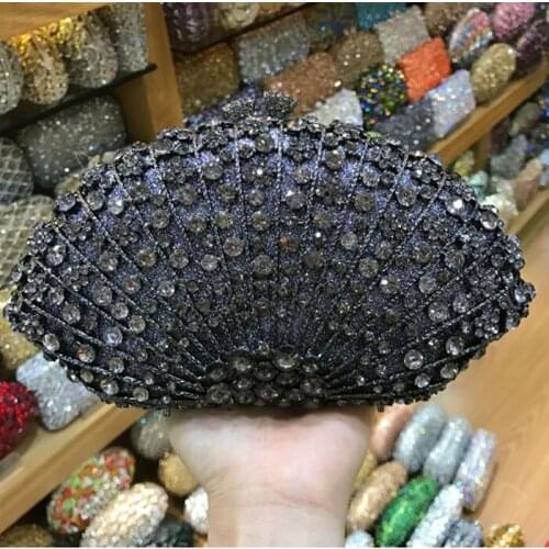 Gold Crystal Women Evening day Clutches Bag Hollow Out Diamond Party Handbags Bridal Clutch Wedding pink/red/silver/black Purse