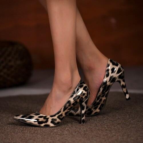 2021 New Spring Sexy Leopard Women Shoes High Heels 10CM Elegant Office Pumps Shoes Women Animal Print Pointed Toe Singles Shoes
