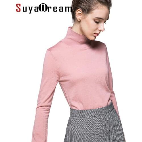 Women Wool Pullover 100%Wool Sweater For Women Turtleneck Flat Knits 2019 Fall Winter Bottoming Sweaters
