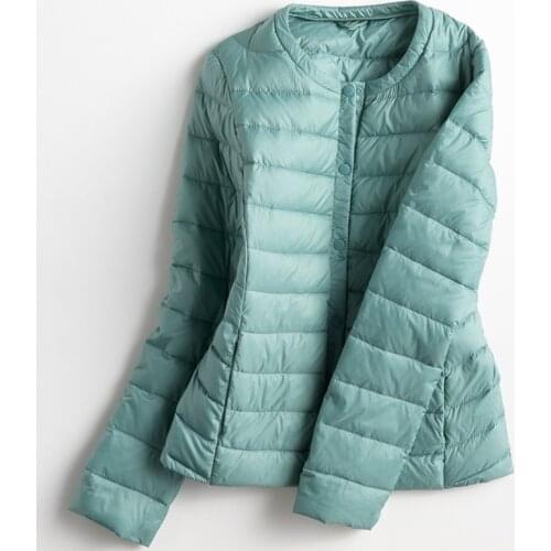 Autumn Winter Women Ultra Light Down Jacket White Duck Down Lightweight Parkas Female Warm Slim Thin Short Coat Plus Size SF428