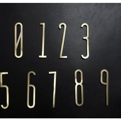 Height 7cm 2.75" Golden Brass Numbers 0 to 9# Wall Decor Villa Hotel Door Plates Figures Dormitory Home Office Number DIY