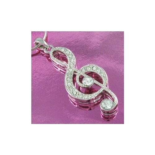 10pcs a lot fast selling fashion rhodium plated charming Treble clef music note necklace