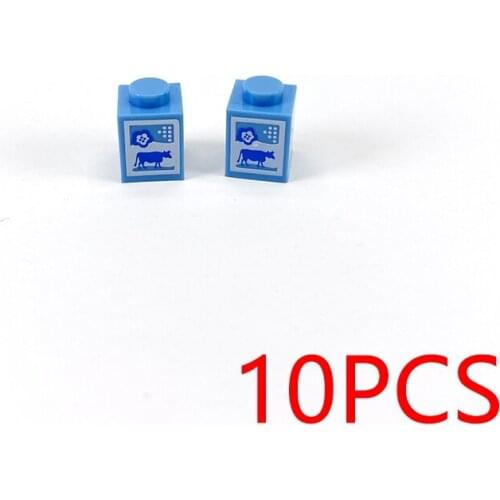 10PCS Print Beverage Drink Pattern 1x1 MOC Building Blocks Tile Construction Classic Brick Toys Kids Learning Education