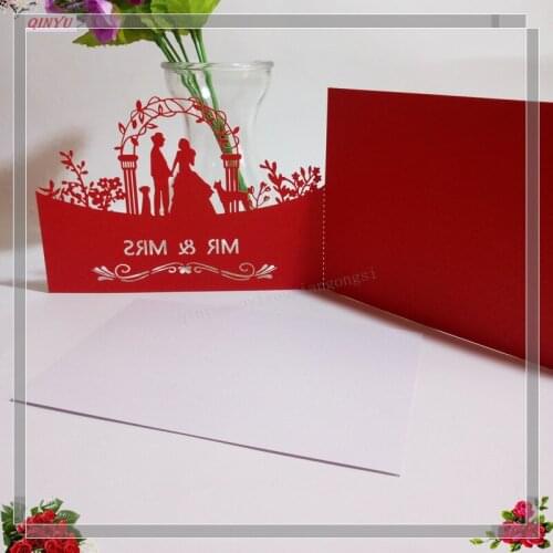 10pcs pink red Laser Cut Romantic Groom Bride Wedding Invitation Card Wedding Birthday Party Decoration supplies 6Z SH070-10