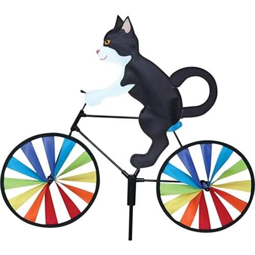 3D Puppy Animal On Bike Diy Windmill Animal Bicycle Wind Spinner Whirligig Garden Lawn Decorative Gadgets Kids Outdoor Toys