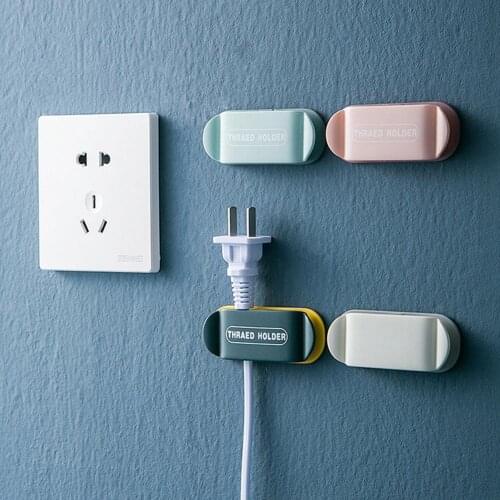 4 Pieces Punch-free Plug Hooks No Drilling Plug Hook Windable Designed No Falling Neat And Orderly Plug Holder