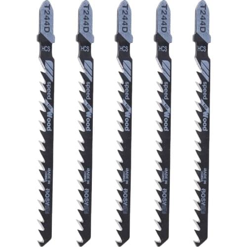 5 Pcs T244D HCS T-Shank Curved Jigsaw Blades Cutting Tool For Wood Fast Cutting