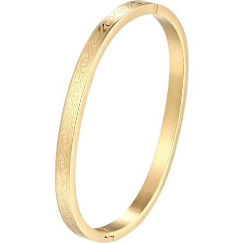 5cm Small Size Kids Bangle And 5.8cm Diameter Mother Bangle Stainless Steel High Quality Jewelry Gold Color Bracelet Wholesale