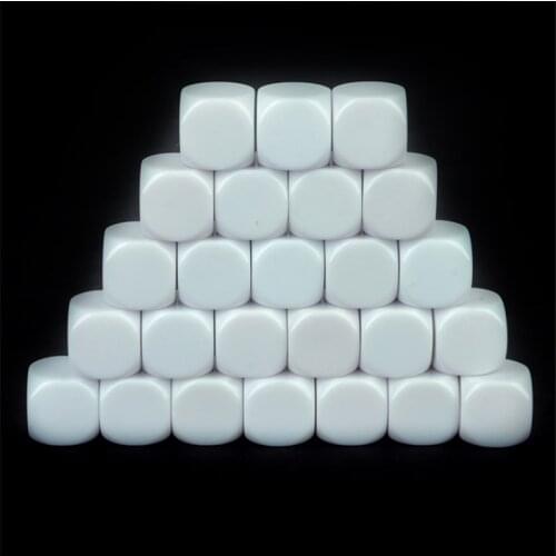 25pcs 16mm 18mm 20mm 22mm 25mm 30mm White Blank D6 Acrylic Dice With Round corner For Kid DIY Write Painting Graffiti