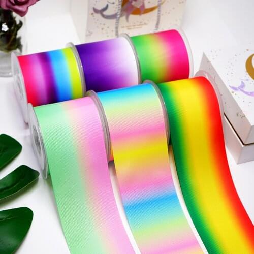 DIY Cartoon Gradient Color Printed Grosgrain Ribbon For Craft Supplies Sewing Accessories 5 Yards. 18306