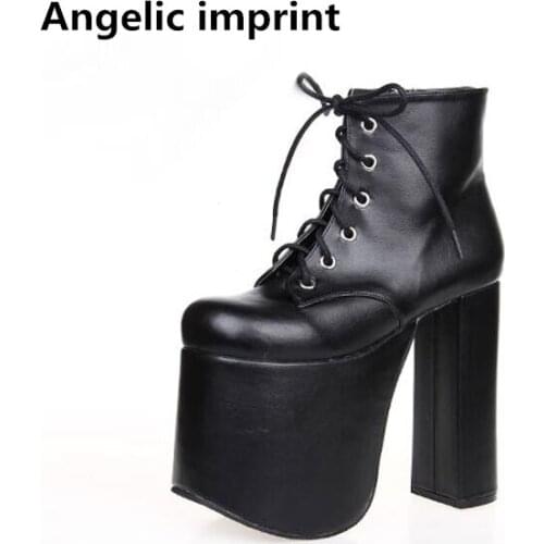 Angelic imprint mori girl lady lolita ankle punk Boots woman super high thin heels pumps Women princess dress party shoes 33-47