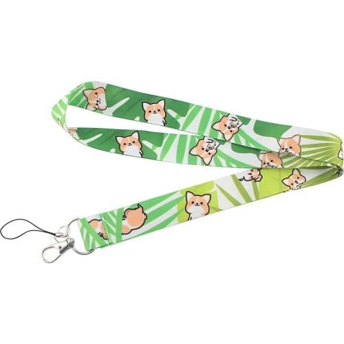 ZF2270 1pcs Lovely Dog Corgis Lanyards Id Badge Holder Keychain ID Card Pass Gym Mobile Badge Holder Lanyard Key Holder