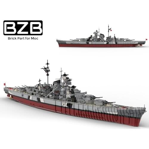 BZB MOC 29408 Military Series Cruiser Model World War Bismarck Military Cruiser Model Block Children Brithday Gifts Toys