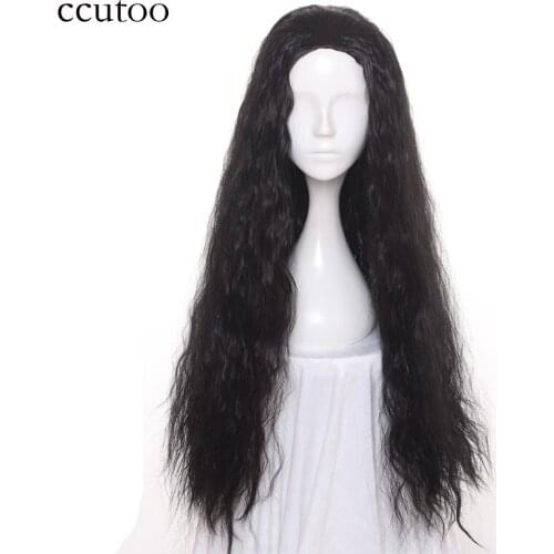 Ccutoo 32" Movie Polynesia princess Moana Black Long Curly Synthetic Hair Heat Resistance Cosplay Costume Wigs