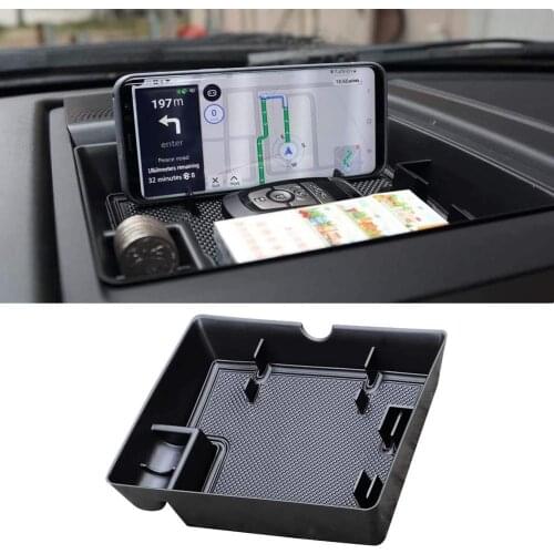 Center Console Table Storage Tray Instrument Organizer ABS Black Anti-Slip Rubber Pad for Ford F150 (2015-2019)
