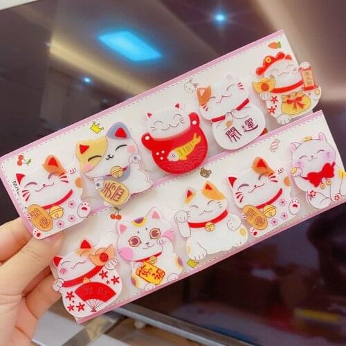 Fortune Cat Child Hairpin Cute Cartoon Lucky Cat Baby Headdress Acrylic Glitter Hairpin Hair Rope