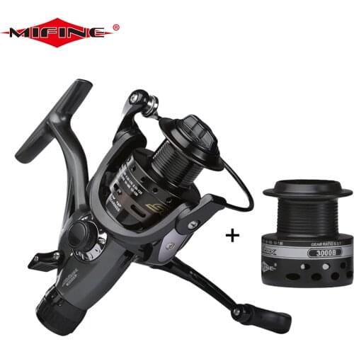 MIFINE Saltex Double Brake 10KG Drag Carp Fishing Reel With Extra Spool Front Rear Drag System Gear Ratio 5.1:1 Spinning Reel