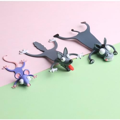 Kawaii 3D Animal Bookmark OUCH Cat Rabbit Mouse Bookmarks Creative Wolf Book Marks for Kids Girl Office School Gift Stationery