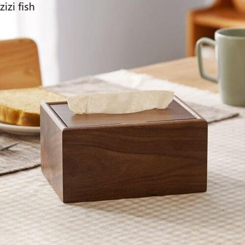 Natural Solid Wood Tissue Box Walnut/maple Tissue Boxes Dinner Table Napkin Holder Paper Towel Organizer Box Modern Home Decor