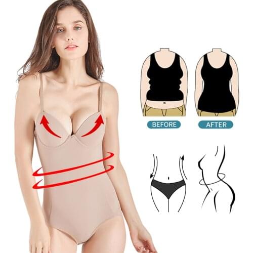 Slimming Body Shaper Underwear Bodysuit Black Sexy With Cups Push Up Butt Lifter Shapewear Femme Breathable Open Crotch Lingerie