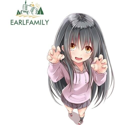 EARLFAMILY 13cm x 7.8cm For Anime Girl Creative Decal Funny Car Stickers Waterproof ScratchProof Bumper Refrigerator Decoration