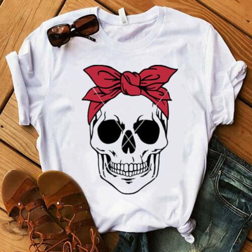 Summer Camo Skull T-shirt Women Leopard Bandana printed Mom T shirt Funny Top Tee Fashion Female Tshirt Harajuku Aesthetic Shirt