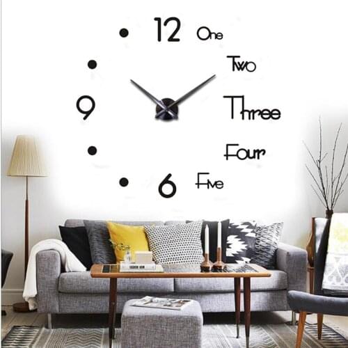 New 3d Wall Clock Design Large Acrylic Mirror Clocks Stickers Home Decoration Living Room Quartz Needle
