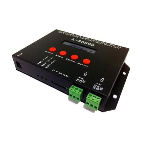 K-8000D;8ports(512pixels*8)DMX SD card pixel controller;support standard dmx512 chip/DMX512AP-N/WS2821A;address writer function