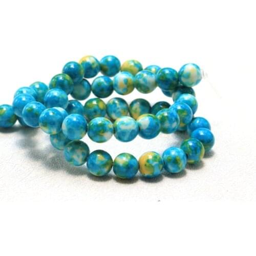 Wholesale Rain Stone Pattern Dye Blue Natural White Stone Beads For Jewelry Making DIY Bracelet Necklace 4/6/8/10/12 mm 15