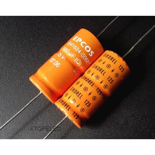 10pcs EPCOS 680uF/75V SIKOREL 125 LL Axial Electrolytic Capacitors Hi-Fi Audio 125 Deg.C